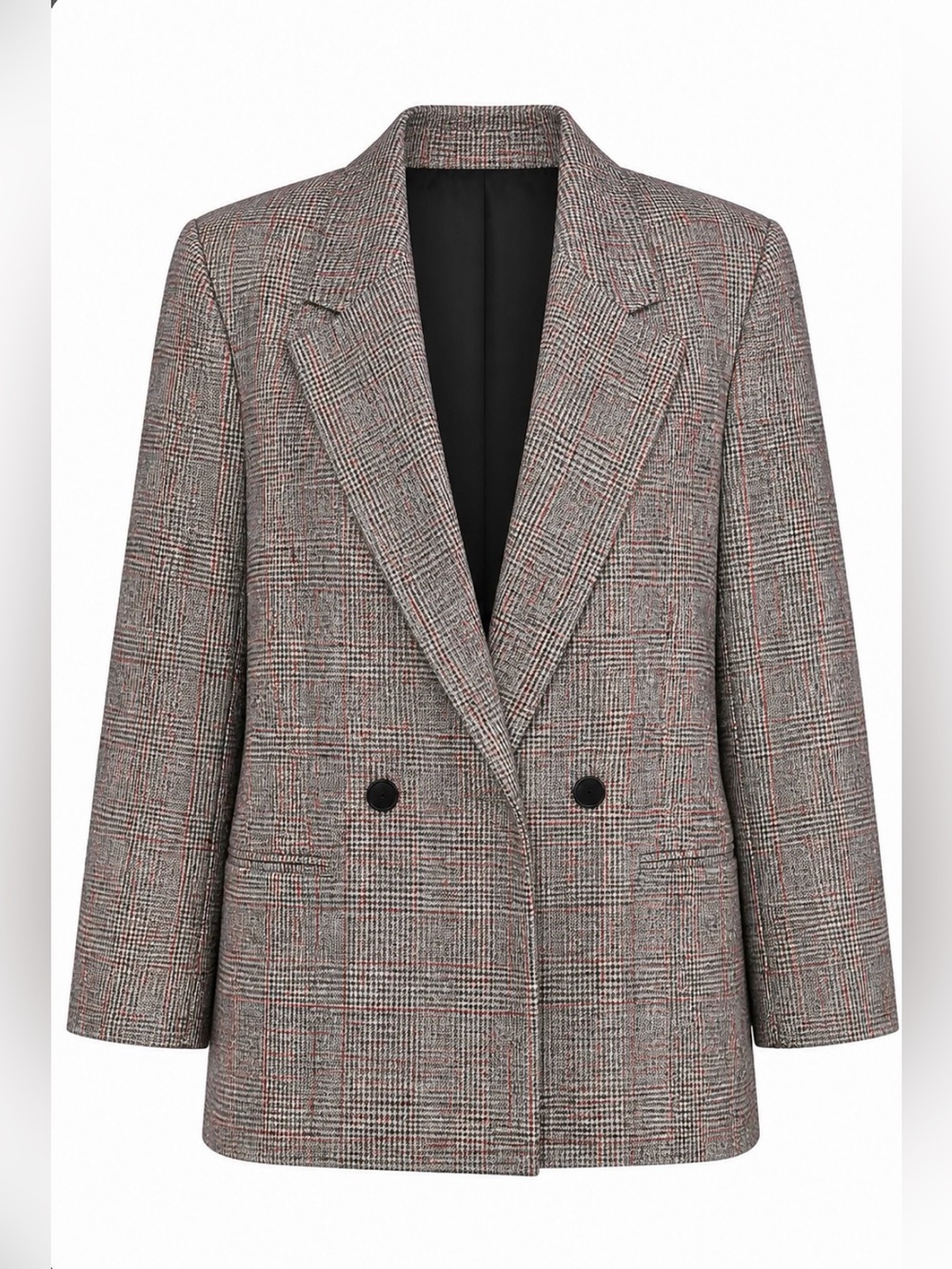 Vintage Bergdorf Goodman Gray and Red Plaid Women's Blazer Jacket. Sz 12